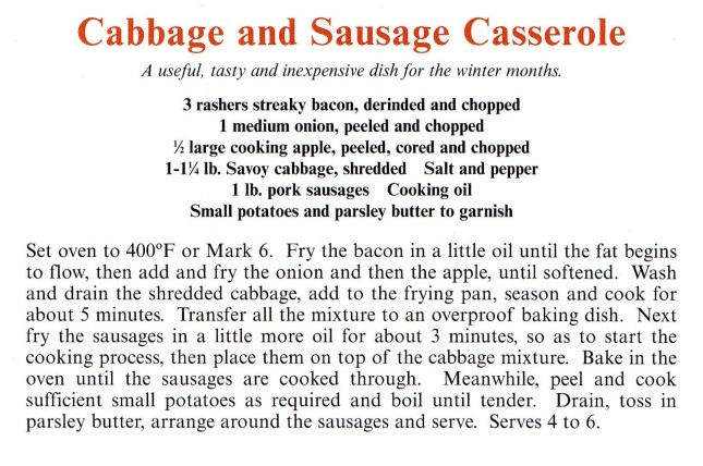 Cabbage & Sausage Casserole