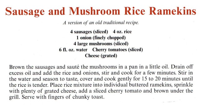 Sausage & Mushroom Rice Ramekins